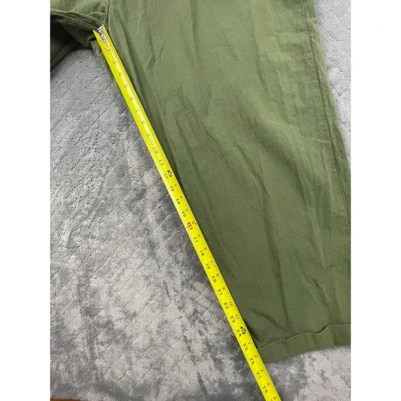 Kim Rogers Plus Size 2X Green Cropped Linen Blend Pants Elastic Waist Drawstring - Picture 6 of 8